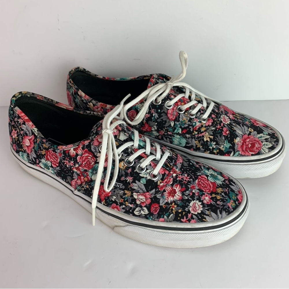 Vans Floral Black and White Sneakers